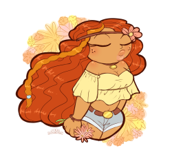 princesscallyie:  I’m going for that 70′s floral look for my spring theme, so here’s black hippie Prinny for my sidebar pic Art Blog~   flower child~ &lt;3