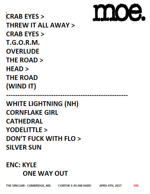 moe. 2017 setlists.