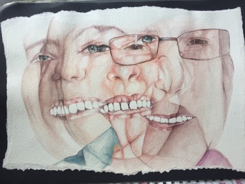 A3 Watercolour painting of three generation, this is definitely harder than it looks!! Perspectives 