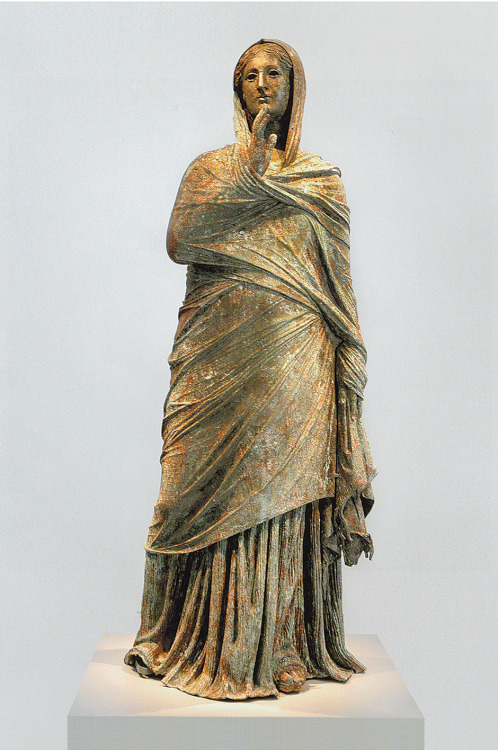 hismarmorealcalm:Bronze statue of a woman  Third century B.C.  Found in 1994 in the sea ea