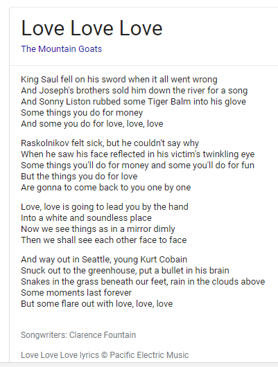 Twd Musicbox Mystery — Analysis Of Love, Love, Love By The Mountain Goats