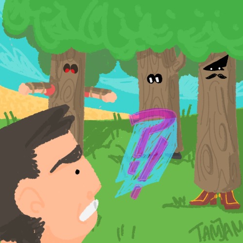 The woods are watching.Yes, Mumbo wears cowboy boots. 