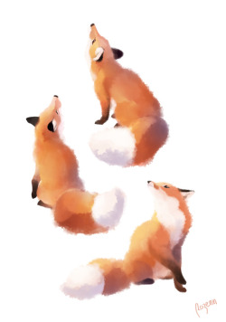 rozenn-blog:  Foxes again, for a very special commission ♥ 