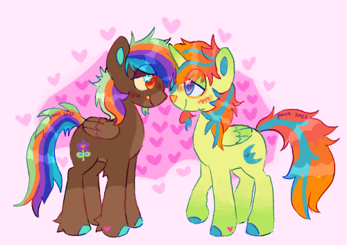 peskypawz: quick fast speedy drawing of my mlp ocs mud pie and baja blast :)