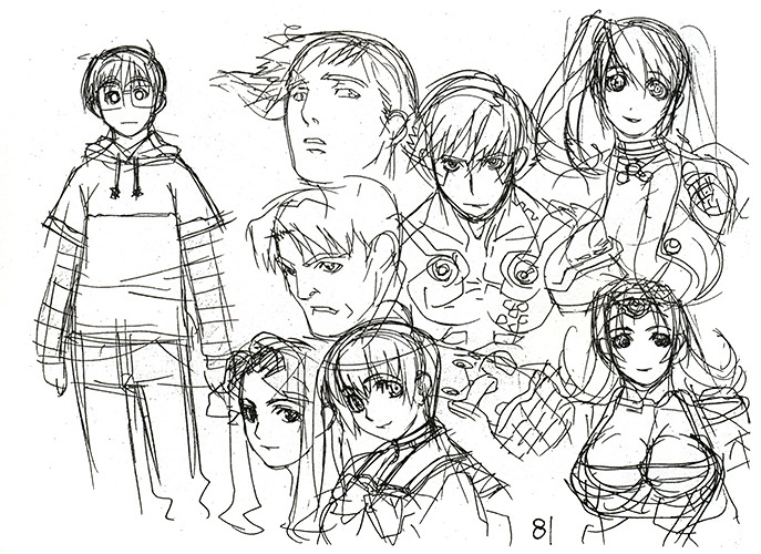 artbooksnat:  Rough sketches by Uno Makoto in a Studio Xebec doujinshi. Uno Makoto