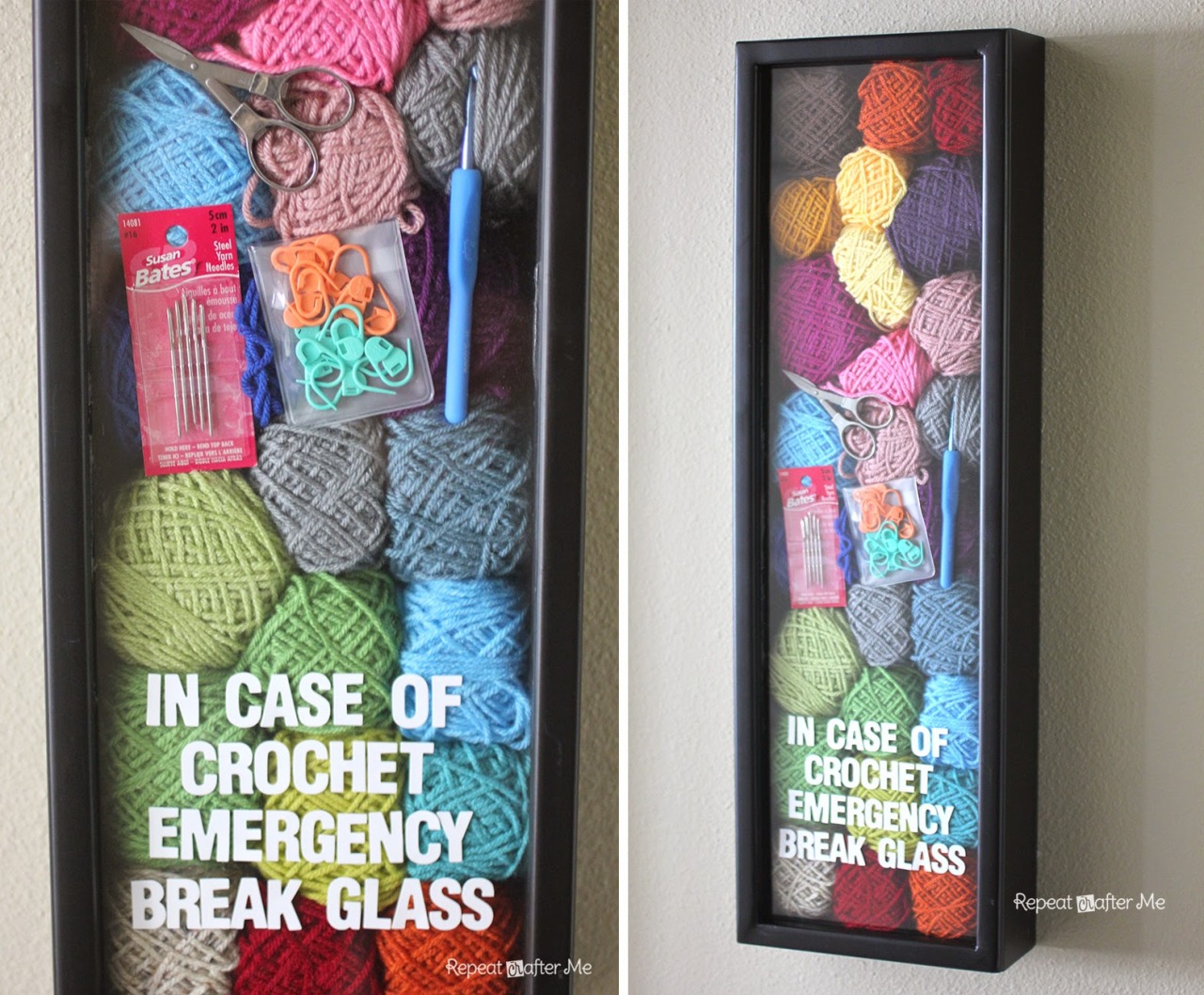 createforless:  Crochet Emergency Wall Art via Repeat Crafter Me