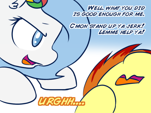 askgooglechrome:  ask-firefox:  askgooglechrome:    Get up already. Silly filly.    hurr bdurr  We are friends now~ Yes? Yes. ((Did you know: There was actually unused frames on this here, one involving something happening to chrome that would turn this