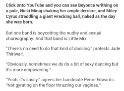 itsmingo:    It’s 2015, I need Little Mix to stop this “we don’t act sexy like everyone else” thing they’ve been saying in interviews lately. Not only is it a blatant lie, it’s compleatly unnecessary and negative. It’s a jab at female performers,
