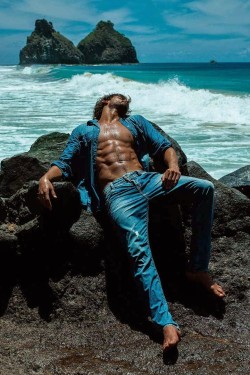 handsomemales:  marlon teixeira by gui paganini  well well, look what washed up on shore!
