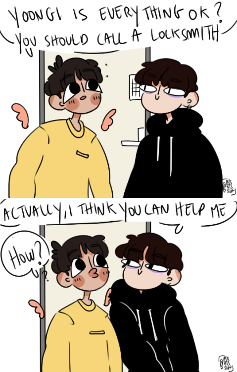 Throwback to when Yoongi forgot the password of his studio :D