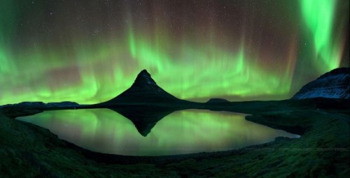 distant-traveller: Stunning aurora at Mount Kirkjufell in Iceland Image credit and copyright: Nanut 