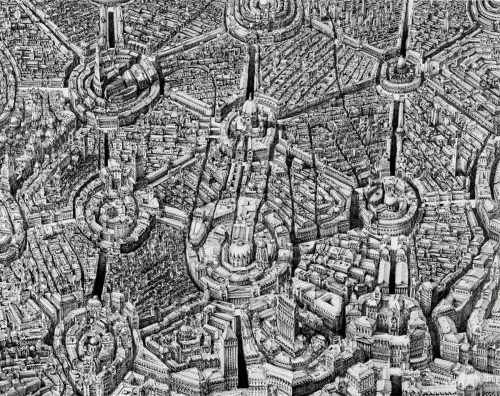 itscolossal:New Infinitely Detailed Pen & Ink Cityscapes by Ben Sack