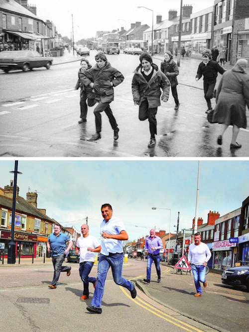 santeria:  sonoanthony:  mymodernmet: Man Tracks Down People He Photographed in the Street 40 Years Ago to Recreate Their Pictures What type of detective level goddam  This is me hunting people down TBH