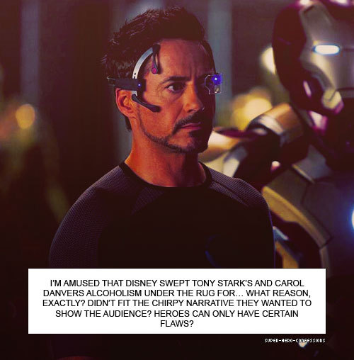 To be fair, Robert Downey Jr. asked them not to make Tony an alcoholic in the movies because he didn