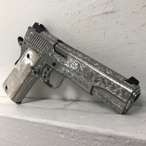 Flannery Engraved #Ruger #1911 #filigree #scroll #polished #stainless #pistola