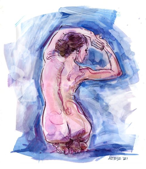 Experiment with figures + paint. Model: Sirena Wren, from a photoset of lovely poses via deviantArt.