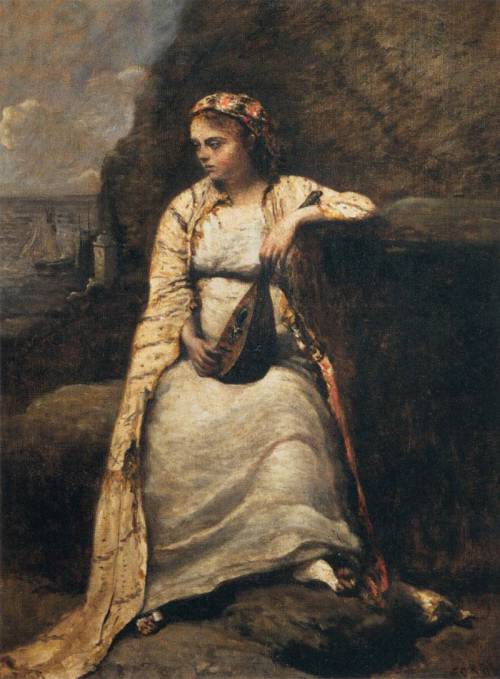 Haydée, Young Woman in Greek Dress (1870-1872). Jean-Baptiste Camille Corot (French, 1796-1875). Oil