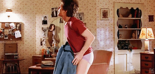 Looking back, I was very enamored with Michael J Fox and his infamous purple briefs scene in Back To