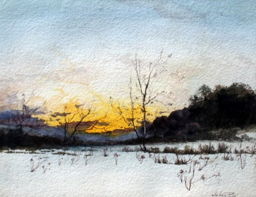 wonderingaboutitall:Winter Sunset - Julian Rix