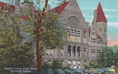 Postcard: Wayne County Court House, Richmond, Indiana, 1950s.Lovely example of Richardsonian romanes