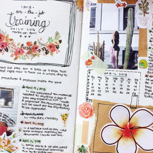 peachdanik-journal:Third spread for April. We also bought new succulents which you can see above. Th