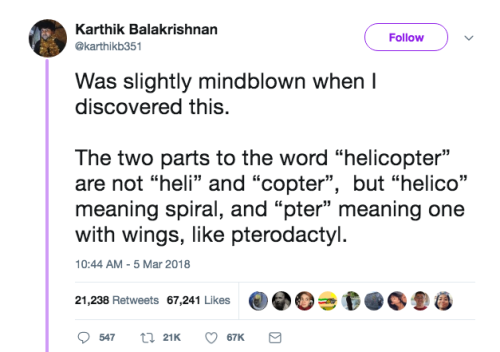 108echoes: derinthemadscientist: great-tweets: wait WHAT Wait, so… does -copter come *from* helico