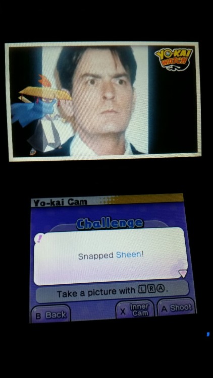 kusojo:  i used a pic of charlie sheen for the yokai cam and got sheen i can’t stop laughing