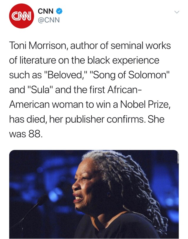 revolutionarykoolaid:Toni Morrison, a Nobel Laurete, an icon of the literary world,
