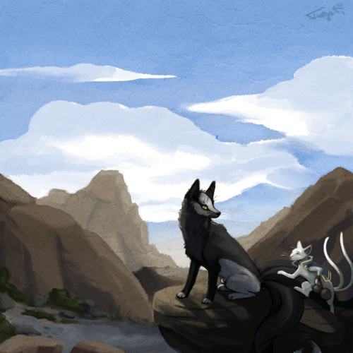 intgoti: Gift for @eiswolfzero &lt;3Zarok meets with his friend Fog in the Mountains~ GUYS LOOK WHAT