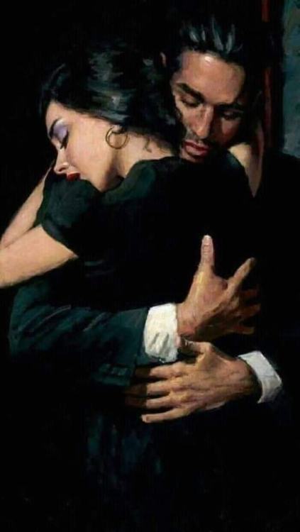 sixpenceee:The difference between “Hello” and “Goodbye”. Painting by  Fabian Perez.