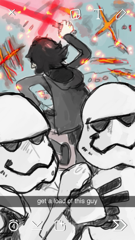 dickmissiles:  cumaeansibyl:  anaukin:  can you imagine kylo becoming a walking meme. like storm troopers take selfies with him during his tantrums. and there’s a starkiller base group chat that has hundreds of pictures of kylo mid trip. and phasma