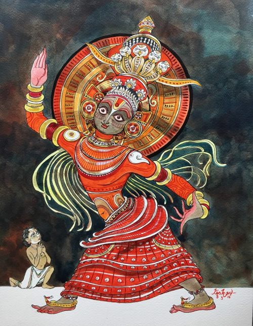 Krishna universal form with theyyam dress, by Keshav