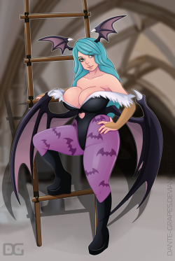 den-grapes:    Hi! Here is a commission with Morrigan. Idea belongs to Yes32  