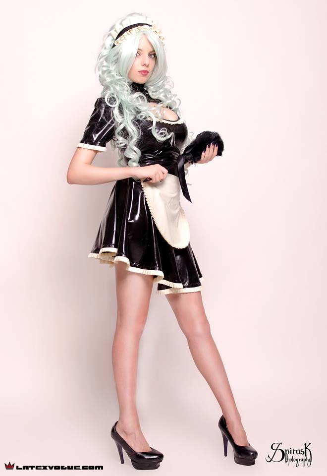 latexvogue: French Maid latex outfit More at: http://www.latexvogue.com/  #Catsuit,