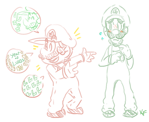 kirafrog:  avalon-asylum:  But for real, you know who would be more excited about the year of Luigi more than Luigi himself? Mario I can see him running around all giddy and being like HEY GUYS DID YOU KNOW IT’S LUIGI’S YEAR? THE YEAR OF LUIGI? MY