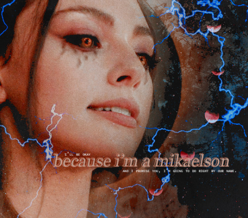 ruinaerch:



No, it was a warning. So if you care about our family, stay away from me. Because I am my father’s daughter, but I’m not gonna make the same mistakes.





independent, private, highly selective HOPE MIKAELSON of cw’s legacies. canon divergent & headcanon influenced. written & loved by king. #*     ◞  i  went  crazy  over  you  ♡  ◟        promotions . #omg#💖💖💖