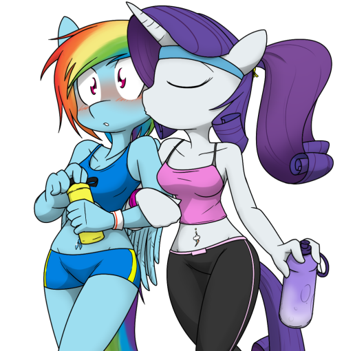 sandwich-anomaly:  yeah… buddies… Commission piece for one  rarity and dash gym buddies with matching… navel decoration. how lovely  X3 <3