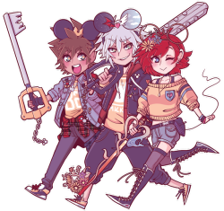 destiny-islanders:  Here’s a Disney-bound paopu trio all in one place! :&gt; I’m so excited for the KH3 pop-up in Disney Springs!! I hope to see some of you there on December 16th around noon so I can give you these stickers! :&gt;DO NOT REPOST WITHOUT
