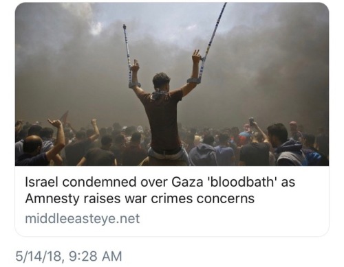 odinsblog:  Israel ABSOLUTELY has a right to exist and protect itself, but that isn’t what’s happening here. Sorry, but this sounds awfully familiar. Armed IDF forces are blaming the 60 unarmed protesters who they gunned down, and while they were