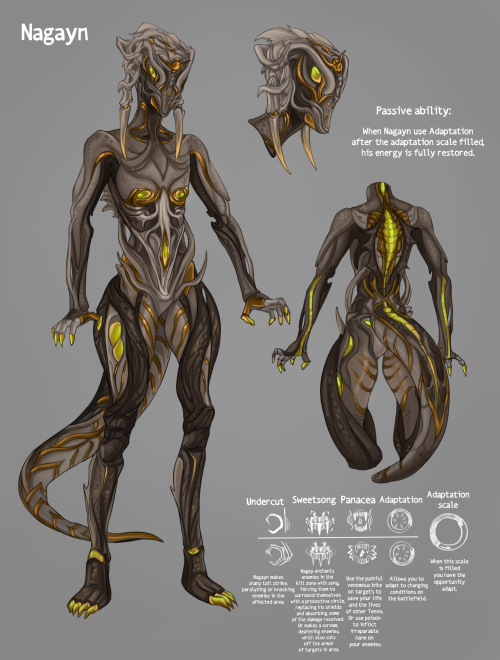  This is my fan concept for Warframe. His name is Nagayn. * longing for female fanservice * 