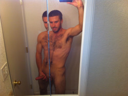 straightmenworshipping:  straightmenworshipping:  hairy straight guy exposes his hard cock.  i wanna lick his hairy chest and pits!