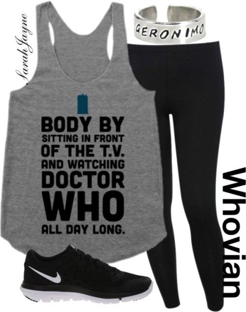 Whovian 2 Running Series by solstice-sarahjayne featuring a running outfitM&Co black pants, $18 