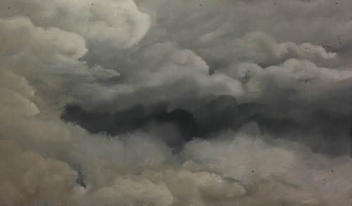 brucereed99:  Bruce L. Reed (American b. 1977) Paynes Grey Cloud Study, 3-25-16  28 x 48 Oil on Wood 