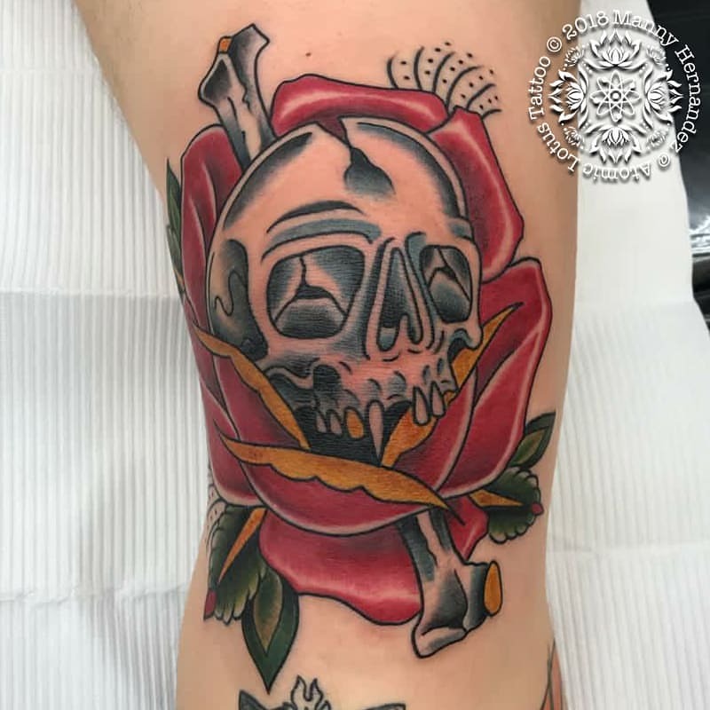 THE ARCADE Tattoo Museum on Instagram Killer ram skull knee piece by  Nate Pitcher kneetattoo ramskulltattoo skulltattoo kneecaptattoo  blackandgreytattoo