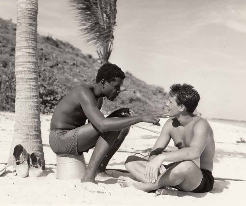 johncassavetes:Sidney Poitier and John Cassavetes in Our Virgin Island (1958)