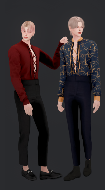 sudal-sims:[sudal] x shirt &amp; pant remake▶ All lod▶ Specular Map▶ 15 Swatch♥ Thanks fo