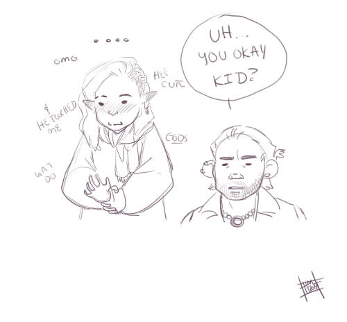 misspaper:Cute little Danne Lavellan (gonna draw her vallaslin later) meeting Solas for the first ti