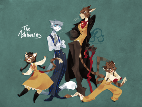 I made a cat family on the whim  May or may not be about a magician giving up his powers in order to