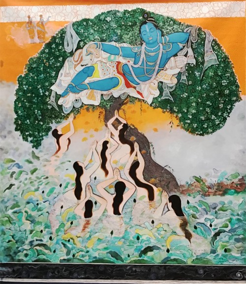 Krishna Gopi Vastraharan (Krishna stealing Gopi clothes)by Rayana Giridhar Gowd