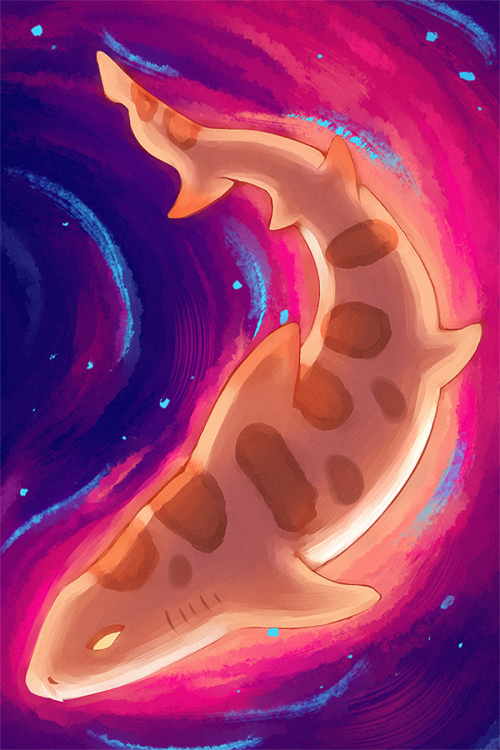 kwindraws:A leopard shark I painted for @swimonzine, a charity zine for shark conservation curated b